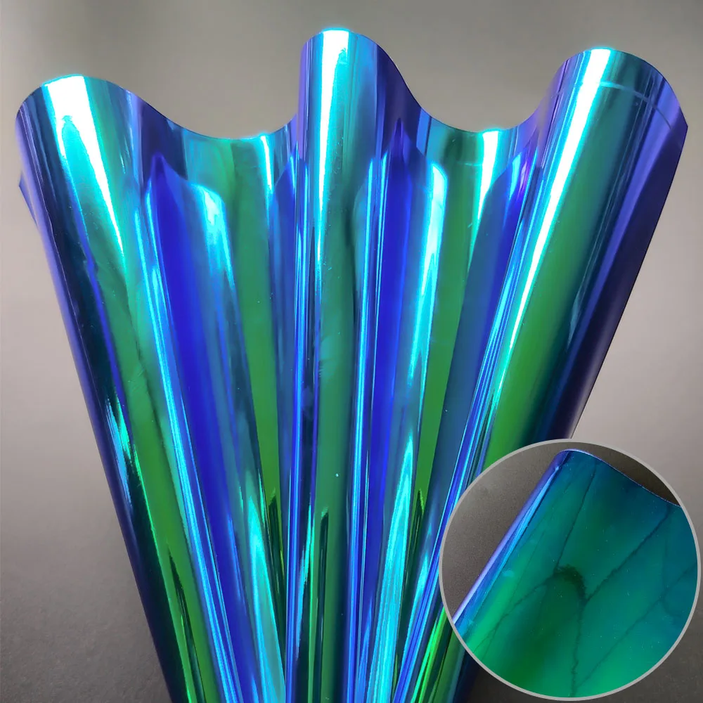 Green(20cm x 120cm) Радужная голографическая Радужная ткань из искусственной кожи лазерная ткань бант для волос DIY толщина материала 0,9 мм - Цвет: Green(20cm x 120cm)