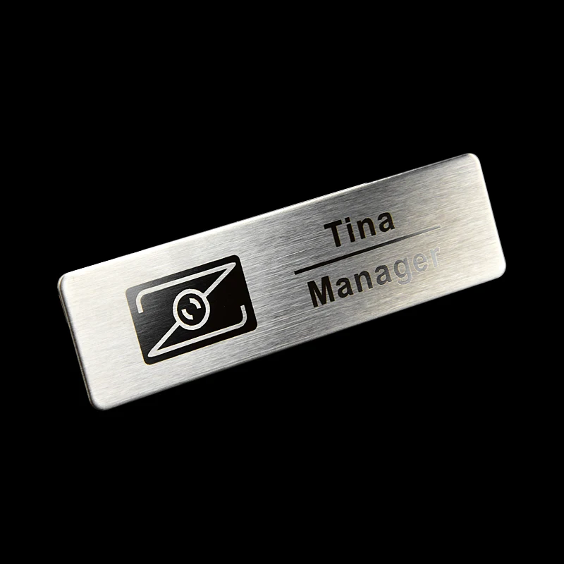 1 шт пользовательское имя тега бейдж лазерный логотип металлический штырь или