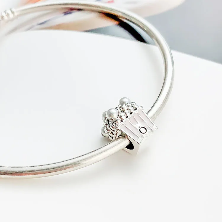 Fit Pandora талисманы браслет стерлингового серебра 925 вкусные попкорн Талисман из бусин ручной работы ювелирные изделия оптом