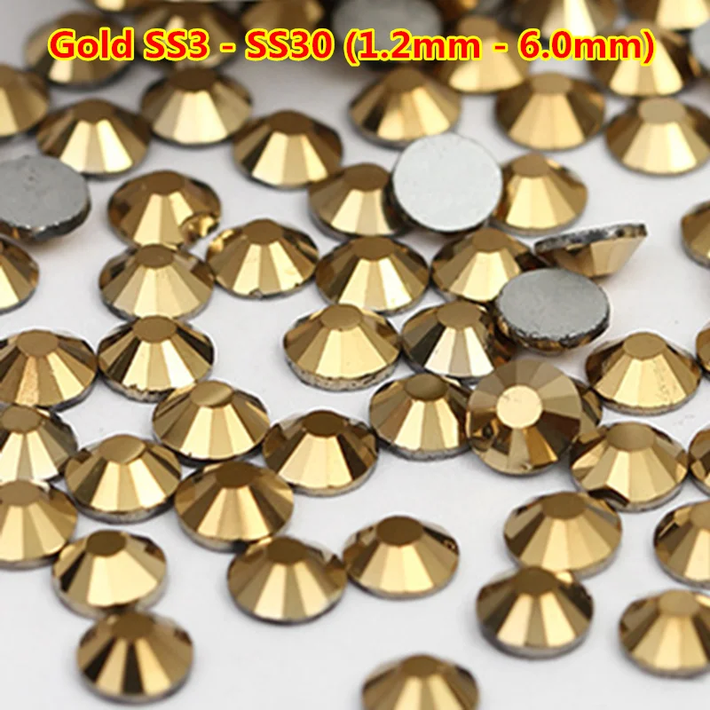 

30 Colors 1440pcs ss4 Flatback Strass Crystal No Hotfix Nail Jewelry in Nail Rhinestones Gold Non Hotfix Nail Art 3D Decorations