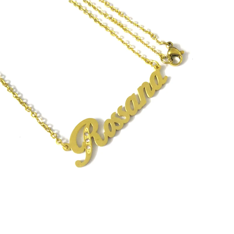 

FairLadyHood Custom Personalized "Rossana" Name Necklace Stainless Steel Name Choker Handwriting Signature Necklace Women Gift