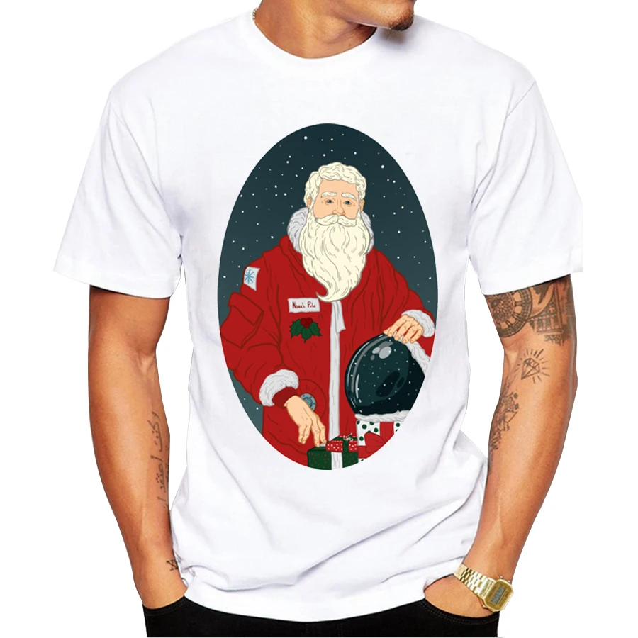 2018 Мужская Рождественская футболка модные мужские футболки с принтом Санты