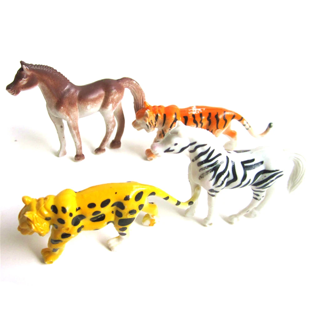 4 шт. пластиковая фигурка животного из зоопарка тигр леопард лошадь Зебра Детские