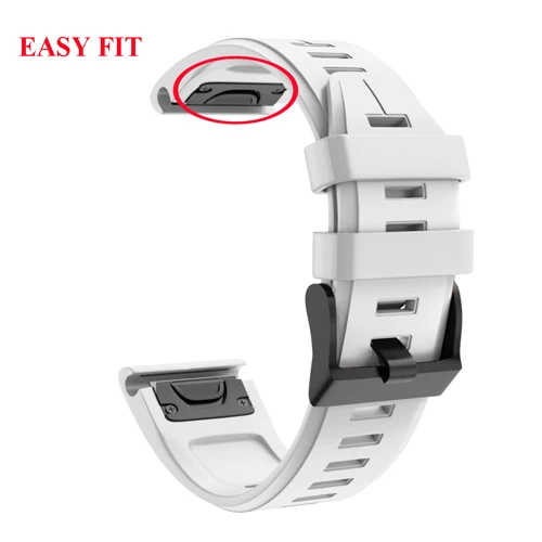 White 26 22 мм ремешок для часов Ремешок для Garmin Fenix 5 5X3 3 HR Fenix 6X6 6S S60 MK1 часы Quick Release силиконовый ремешок Easyfit - Цвет: White