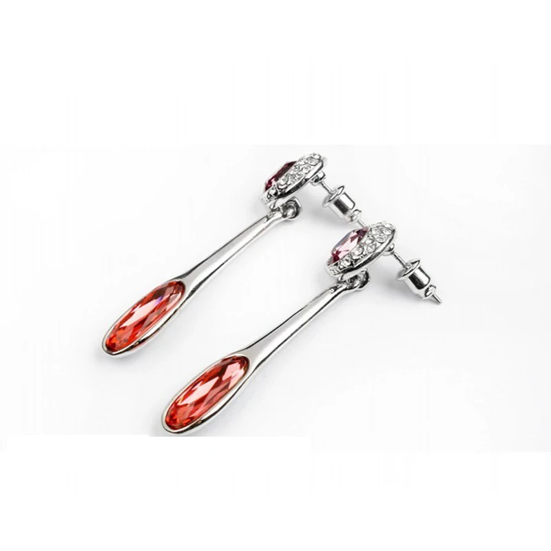 Женские серьги гвоздики с кристаллами классические длинные элегантные Стразы