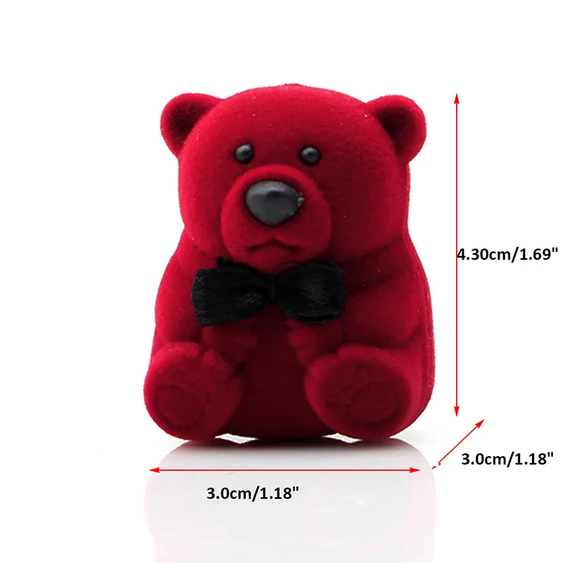 Маленькие красные милые украшения в виде медведя подарочные коробки для колец и