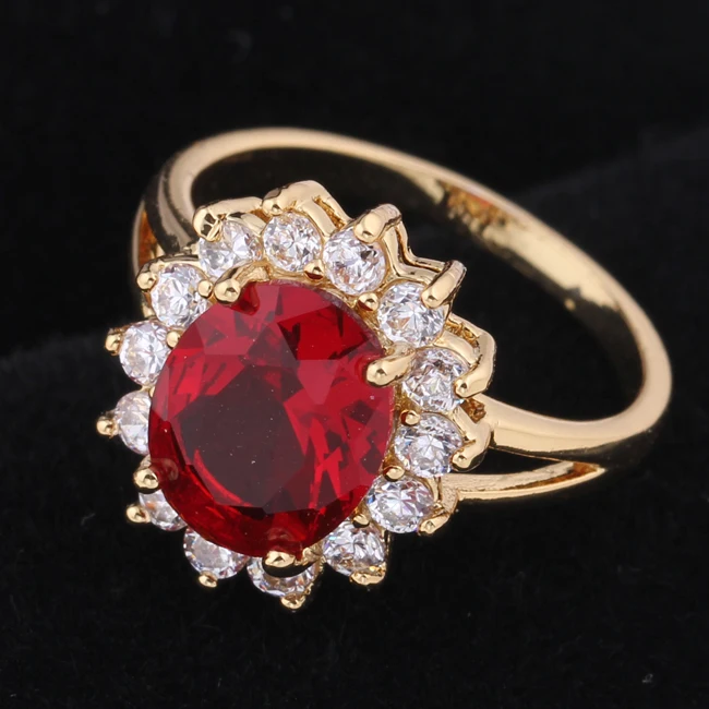 Желтая Позолота d овальная огранка AAA красные драгоценные камни циркон CZ женские