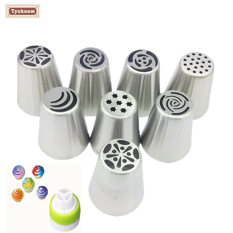 8 шт. Кондитерские Обледенение Трубопроводы Насадки + 1 3 Цвета сопла конвертер