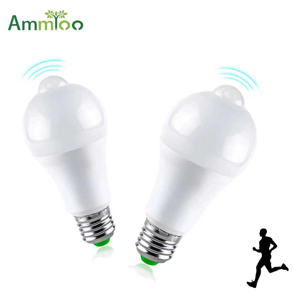 

AmmToo E27 B22 LED PIR Motion Sensor Night light 110V 120V 220V 12W 18W Sensor Bulb Lamp For Stair Hallway Emergency lighting