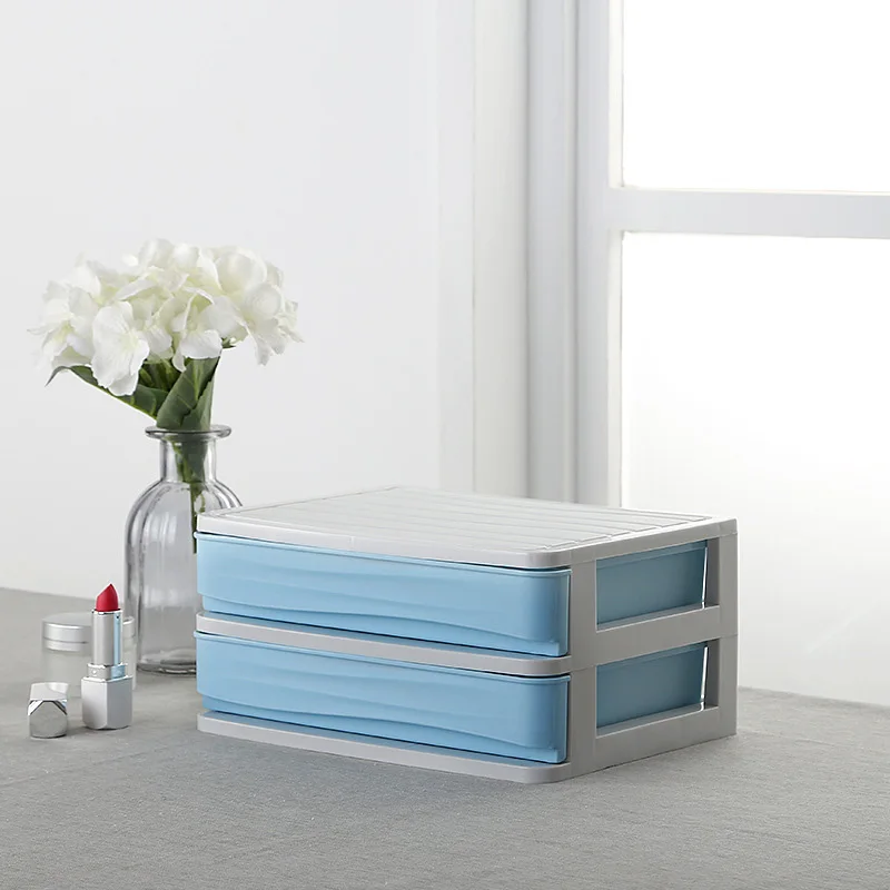 2 layer drawer-Blue Косметический чехол, чехол для макияжа s, сумка для инструментов, аксессуары для инструментов, тип ящика, Кисть для макияжа, полка для губной помады, косметическая стойка для ухода за кожей - Цвет: 2 layer drawer-Blue