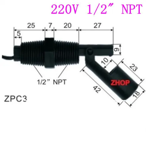 

Plastic Side Mounted Liquid Water Level Float Sensor Switch 220V ZPC3 ZPC4 ZPC5 ZPC6