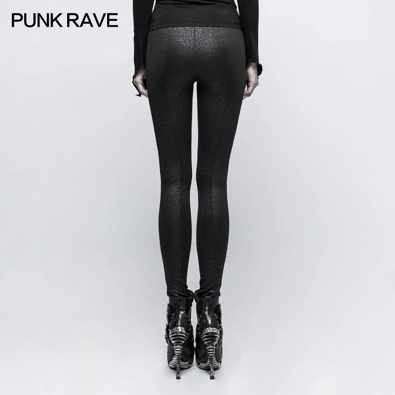 Женские облегающие леггинсы PUNK RAVE черные элегантные штаны на шнуровке модные