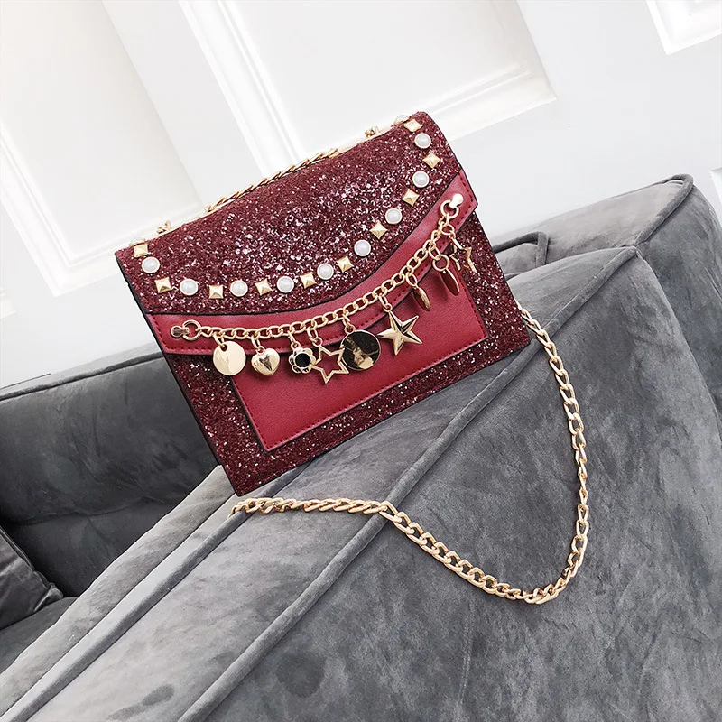 Женская сумка-мессенджер новинка 2018 сумка на цепочке с блестками Джокер плечо