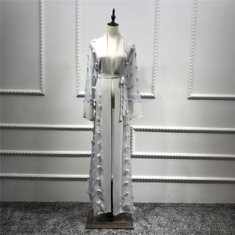 Размера плюс Blusas Mujer De Moda abaya мусульманская женская длинная Кружевная Сетка Макси Кимоно Кардиган Блузка Ropa турецкая исламская одежда