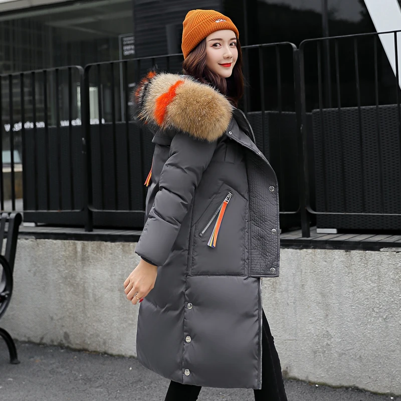 Женская теплая куртка с капюшоном длинная парка меховой подкладкой зима