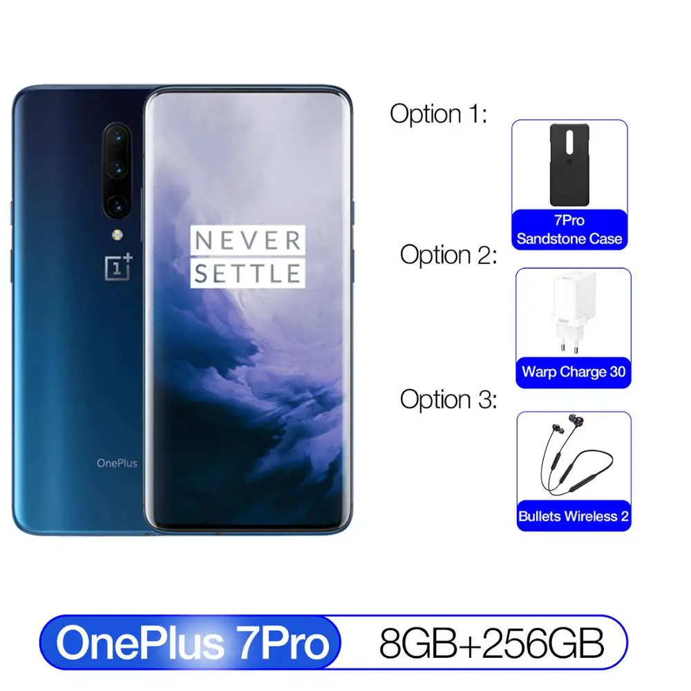 Nebula Blue-8256 Global Version OnePlus 7 Pro 12/8/6GB RAM 256/128 ROM Smartphone 6.67" AMOLED Display 48MP Triple Camera Snapdragon 855 UFS 3.0 - Цвет: Nebula Blue-8256