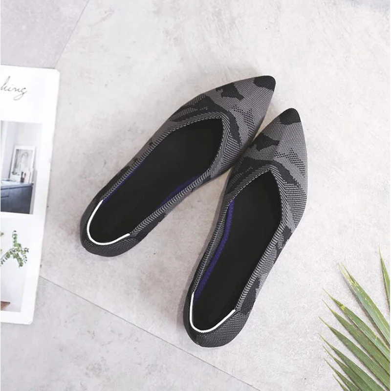 Grey Genshuo/Женская обувь на плоской подошве; Zapatos de Mujer; женские балетки на плоской подошве; слипоны с острым носком; женская повседневная обувь; мягкие лоферы - Цвет: Grey