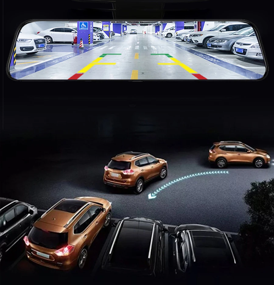 WHEXUNE 12 дюймов 4G Автомобильные видеорегистраторы ADAS Android 8,1 Dash Cam камера gps навигация FHD 1080P двойной объектив видео регистратор Dashcam