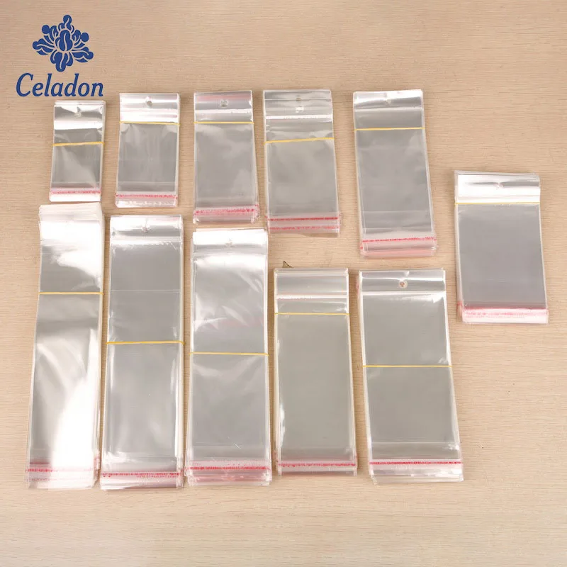 100 шт. прозрачные самоклеящиеся пластиковые пакеты для хранения с отверстием