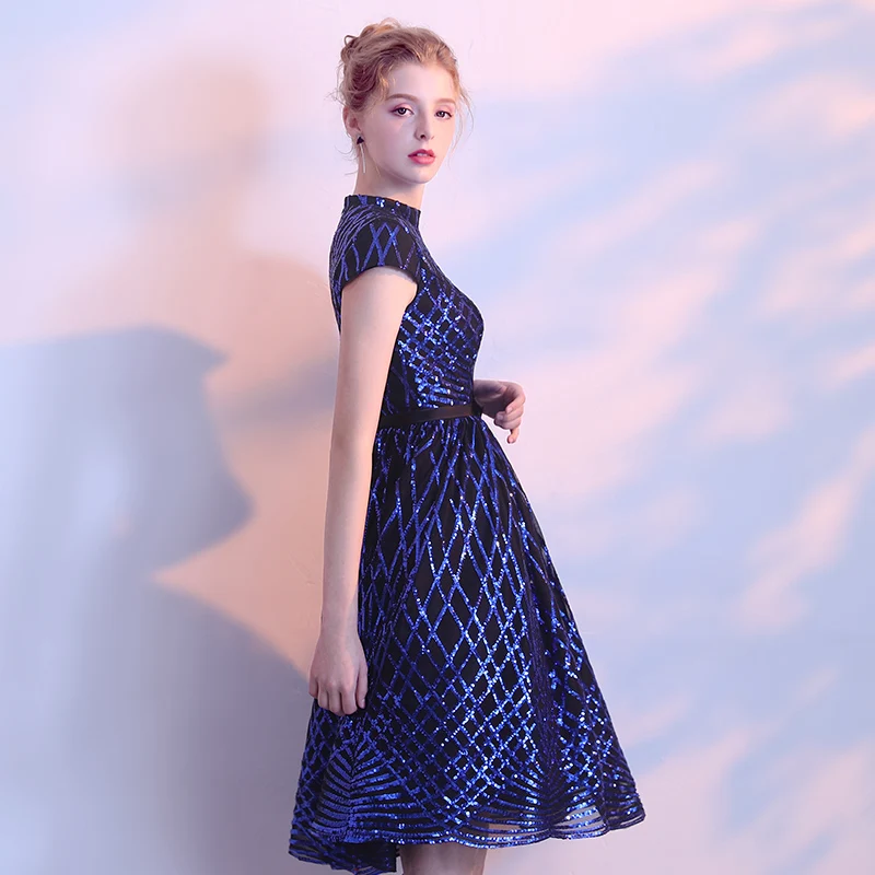 Женское коктейльное платье SSYFashion Короткое бальное до колена с блестками и