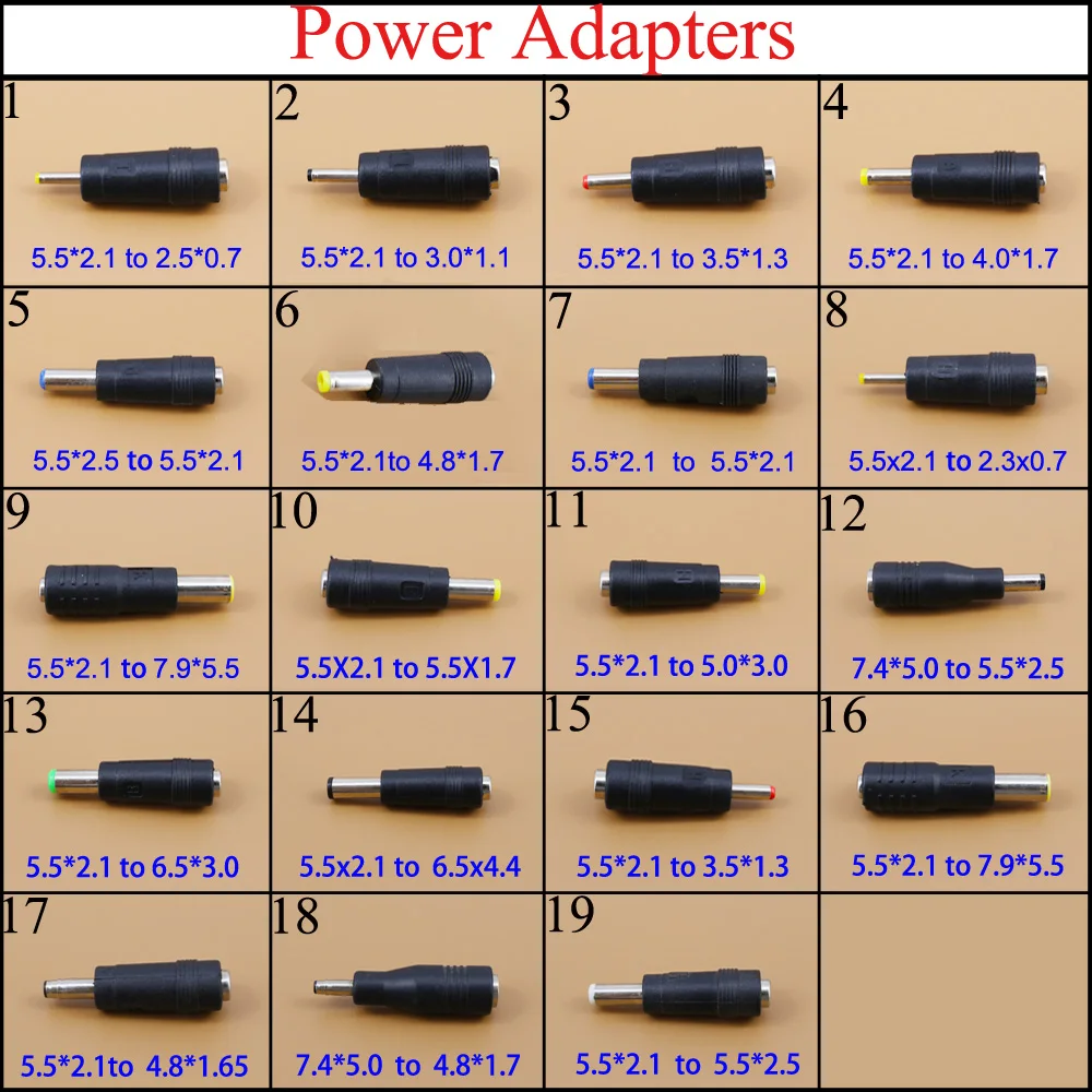 

YuXi 5.5*2.1 mm Female to 7.9*5.5 mm Male 5.5x2.5/4.8x1.7 DC Adapter For IBM for Lenovo Power Laptops Adapter 6.5 3.0mm DC Jack