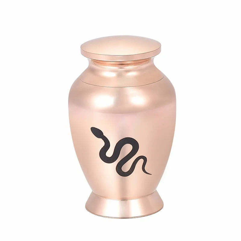 

Snake Engraved 73mm*45mm Funeral Cremation Urns,Stainless Steel Animal Ashes Casket(Rose Gold)