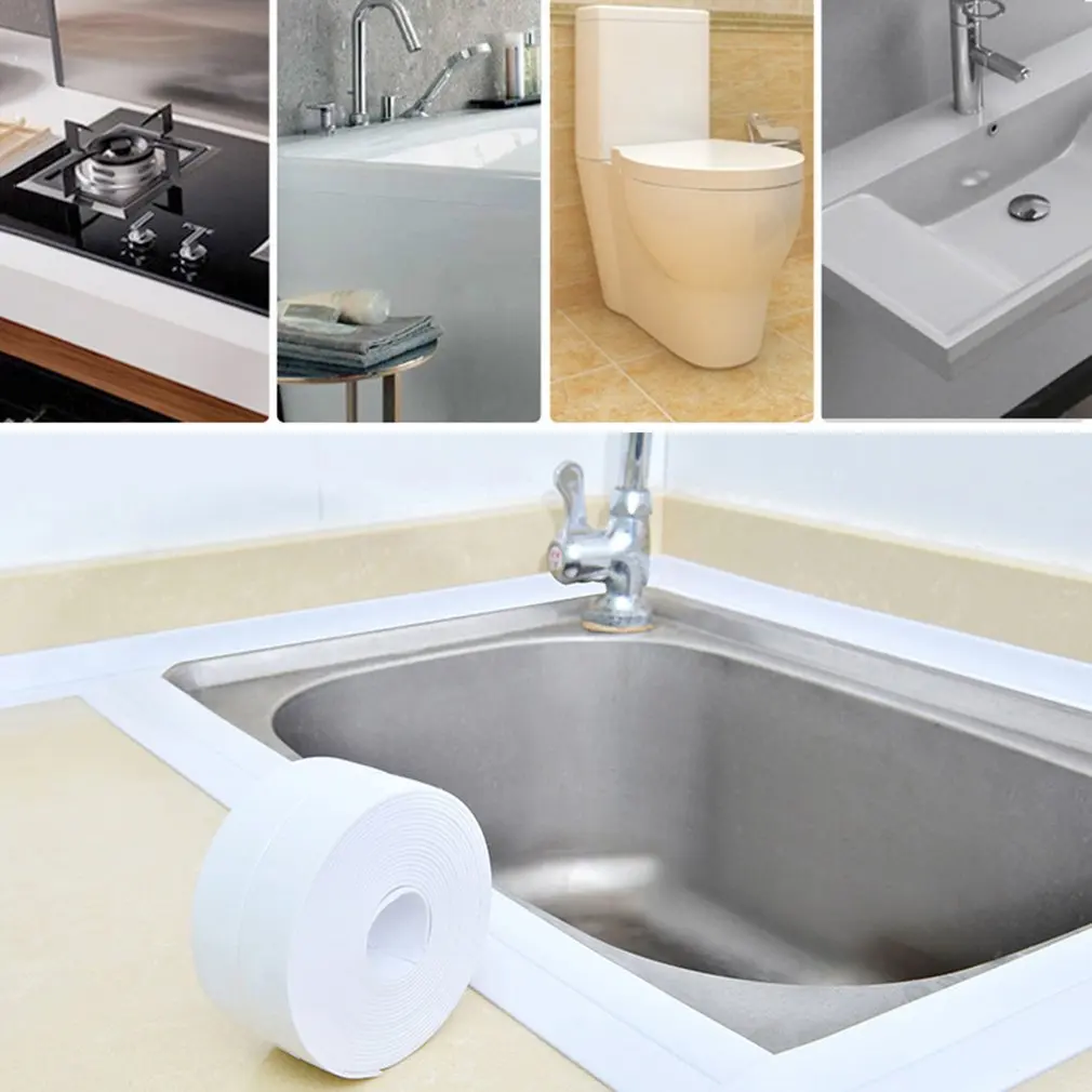 Self Adhesive Waterproof Mildew-proof Seam Sealing Strip PVC Sticker Bathroom Wall Corner Line Sink Stickers for Home Use Sale |