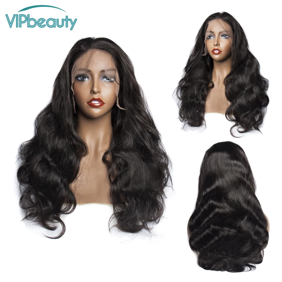 VIPbeauty 360 Кружева передние парики с детскими волосами бразильские волнистые волосы Remy парики из натуральных волос на возраст от 10 до 24 дюймов