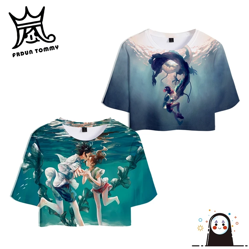 FRDUN TOMMY Spirited Away Harajuku женский сексуальный топ Miyazaki Hayao Япония Аниме летняя футболка