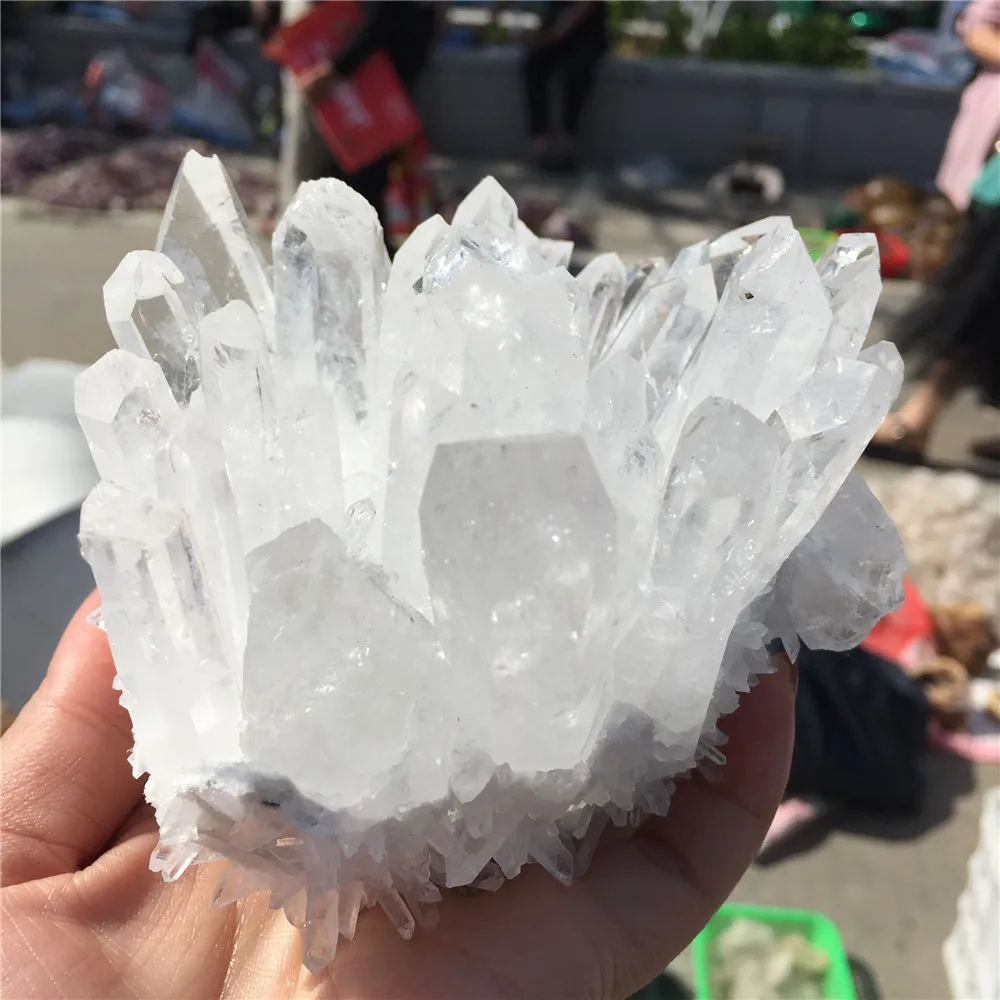 600g Natural Clear White Crystal Cluster Quartz Point Crystal Druse Vug Specimen Minerals Reiki Healing
