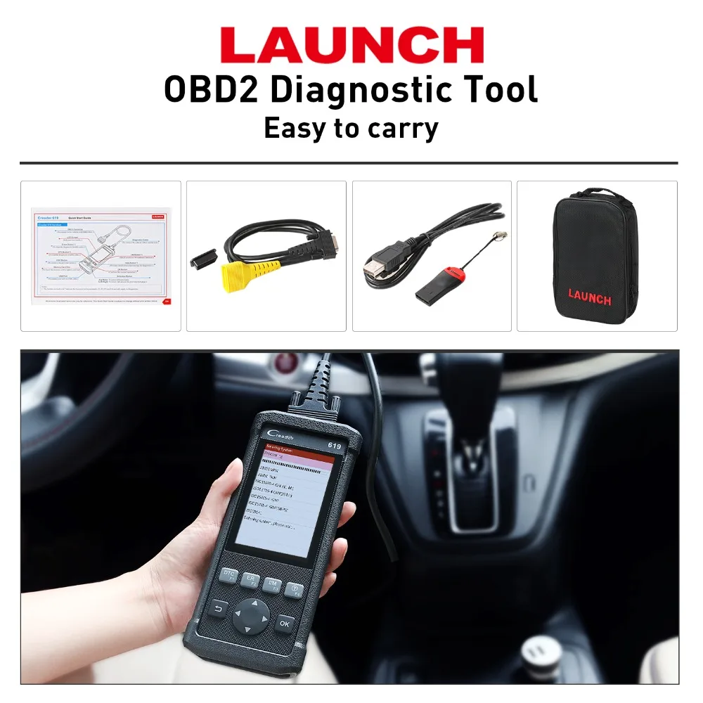 Рекламная цена OBD2 диагностический Запуск CReader 619 считыватель кодов поддержка
