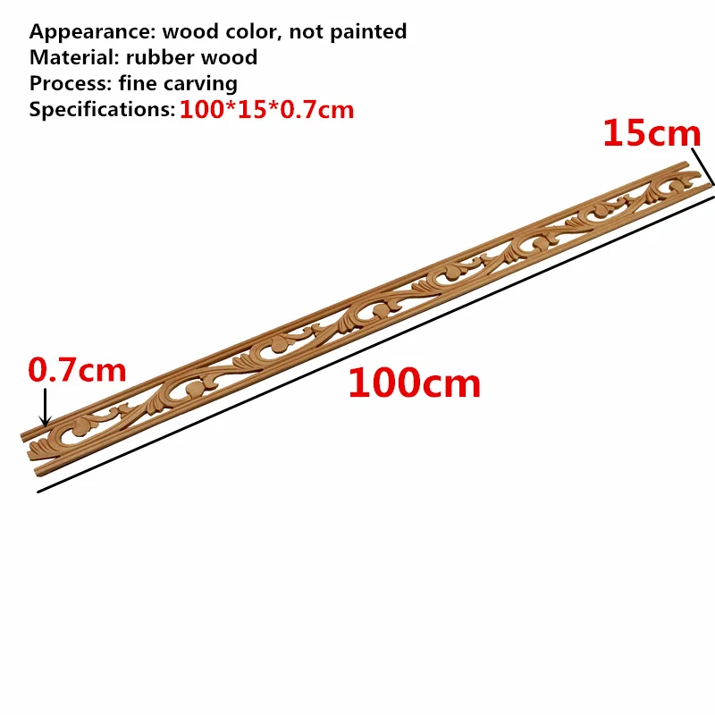 15cmX100cm 10 шт. наклейки из дерева резные подвесные принадлежности Угловые Аппликации Аксессуары миниатюры декоративные линии резьба по дереву домашний декор - Цвет: 15cmX100cm