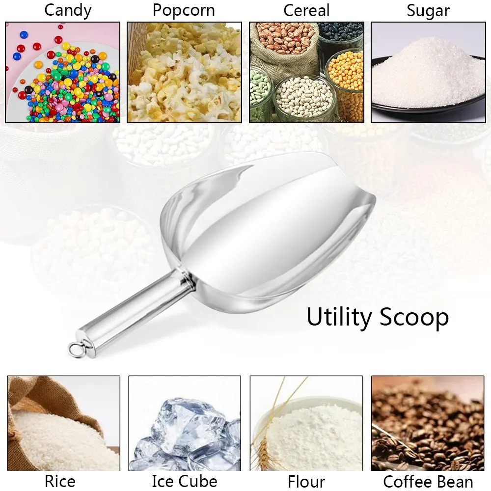 WGT Ice Scoop Set of 3 Stainless Steel Utility Scoops for Dry Food Candy Coffee Bean Flour Cereal Popcorn Mirror Finish | Дом и сад