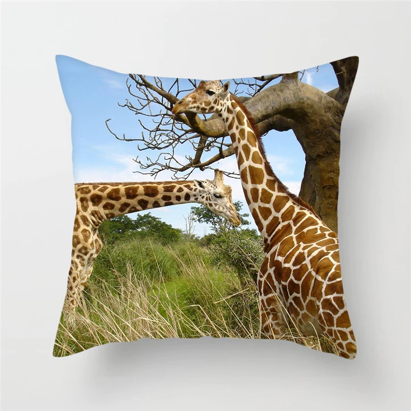 

Fuwatacchi Animal Print Cushion Cover Cute Cat Dog Tiger Throw Pillow Cover Chair Sofa Living Room Decorative Pillows Case
