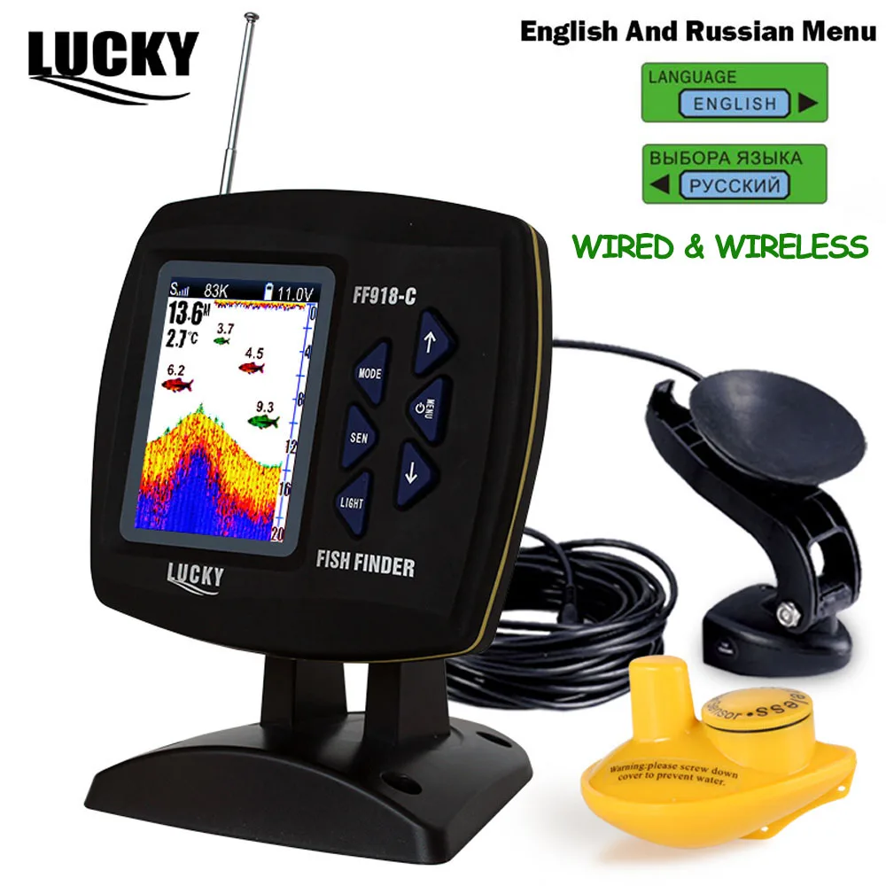 LUCKY FF918 C100WDS проводной и беспроводной Sonar рыболокатор 3 5 дюймов MVA TFT lcd 100 м