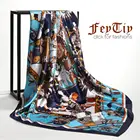 Женский шёлковый атласный хиджаб с принтом, 90x90 см