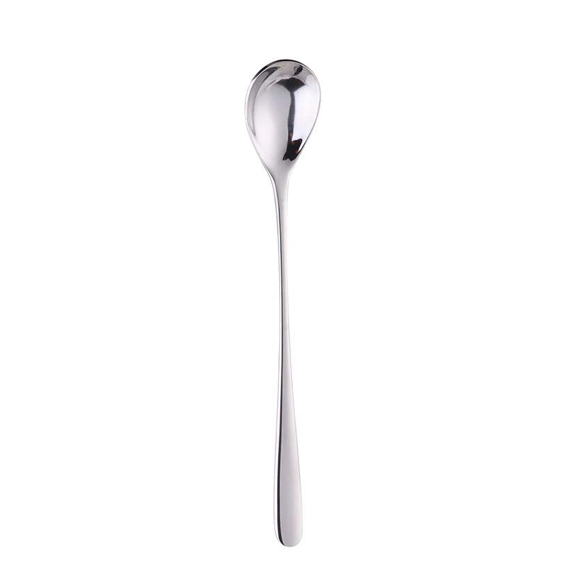 silver 12pcs 12pcs/lot Stainless Steel Coffee& Tea Spoon With Long Handle Kitchen Colourful Coffee Mixing spoons Ice Cream Dessert Spoons - Цвет: silver 12pcs