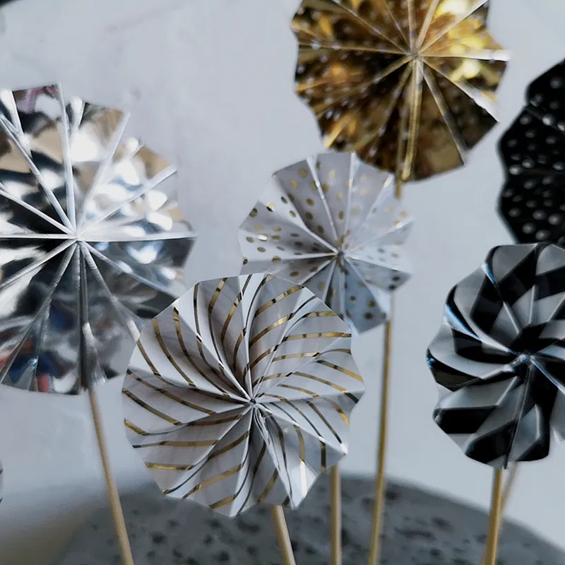 Ins Стиль Розовый Синий Серебряный Зеленый бумажный складной Подсолнух коллекция