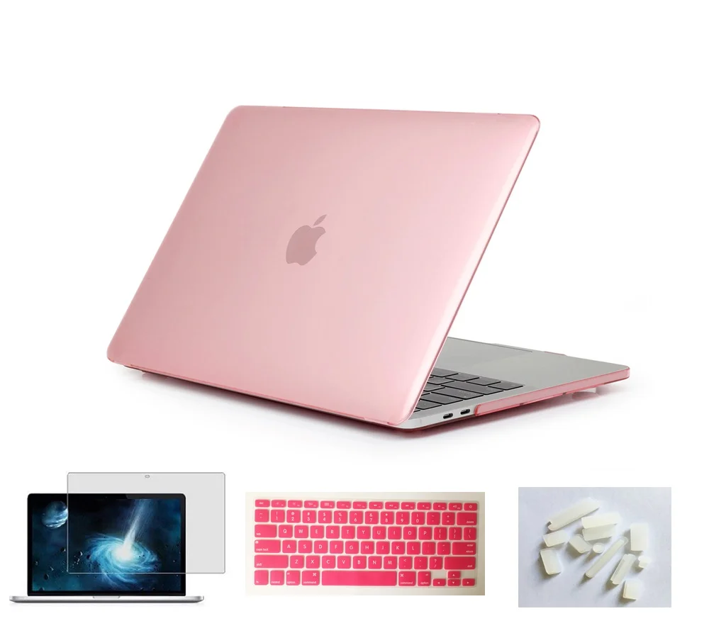 Прорезиненный жесткий чехол + кожаный для клавиатуры Macbook Air Pro 11 13 15 2018 выпуска A1989