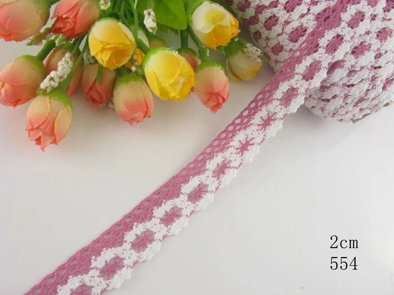Оптовая продажа лот (2 см) 3/4 &quot* 10yard розовый и белый Нежный Хлопок крючком