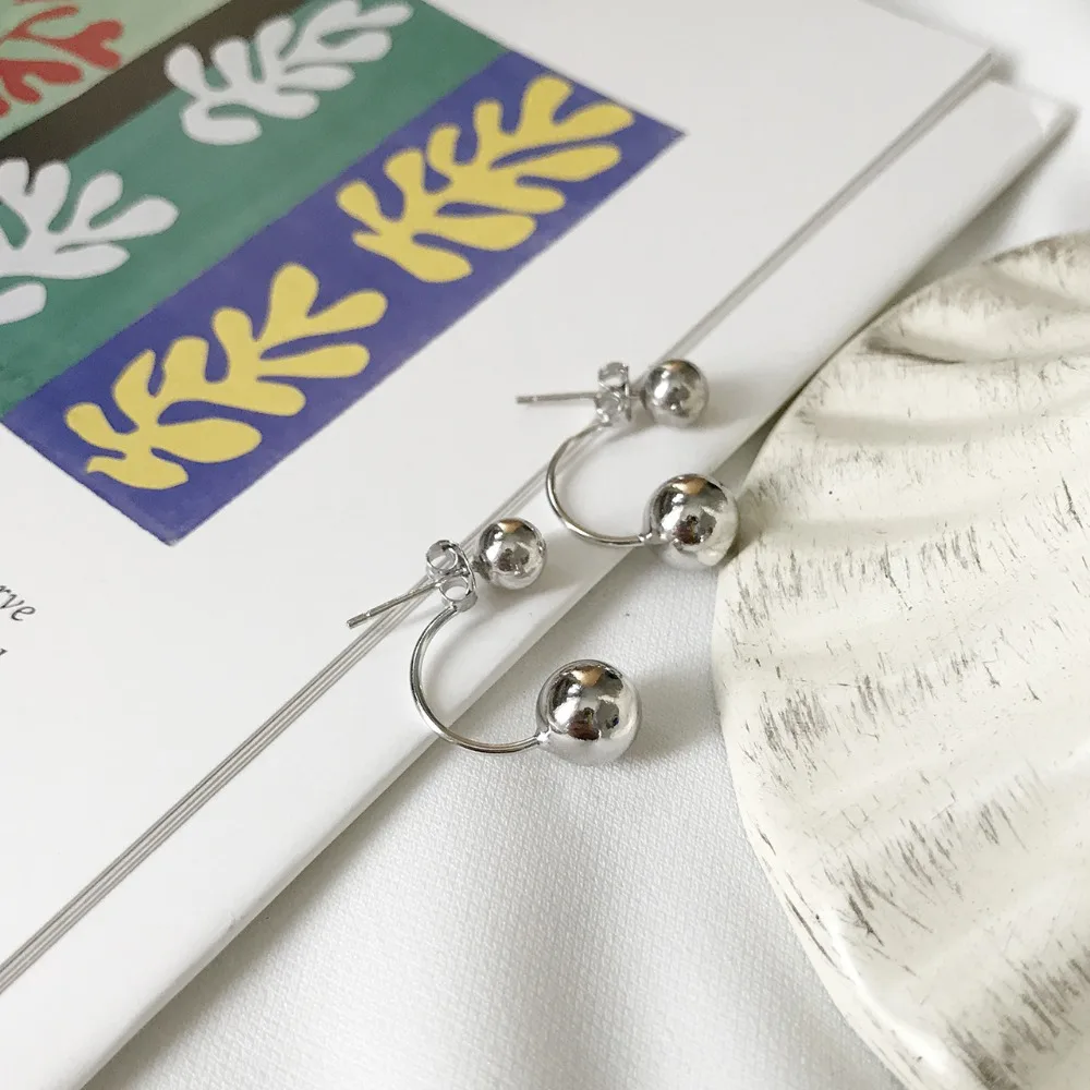 1 пара 100% оригинальные серьги гвоздики серебро меньше и больше полированные