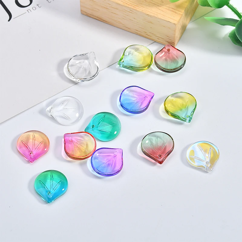 Минимальный заказ 20 шт./лот стеклянные бусины в форме лепестков/листьев с цветной