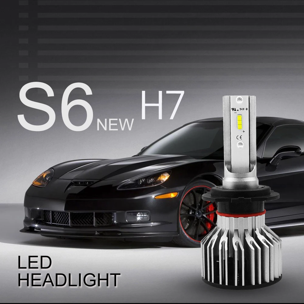 H7 2 шт. светодиодный комплект для передних фар Hi/Lo, DOT Approved, SEALIGHT S6 серия супер яркий 12 чипов xCSP светодиодный налобный фонарь