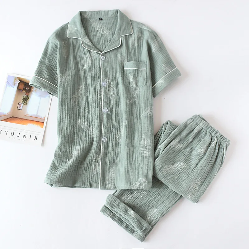 Новая летняя Пижама для мужчин пижамный комплект Хлопковая пижама с коротким