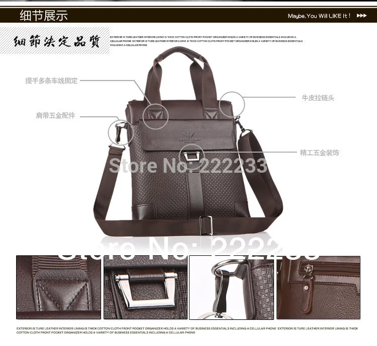 Rushed Retail high quality men brand briefcase genuine leather Portfolio brown shoulder bag messenger genuine+PU 2015 New BG0093 | Багаж и