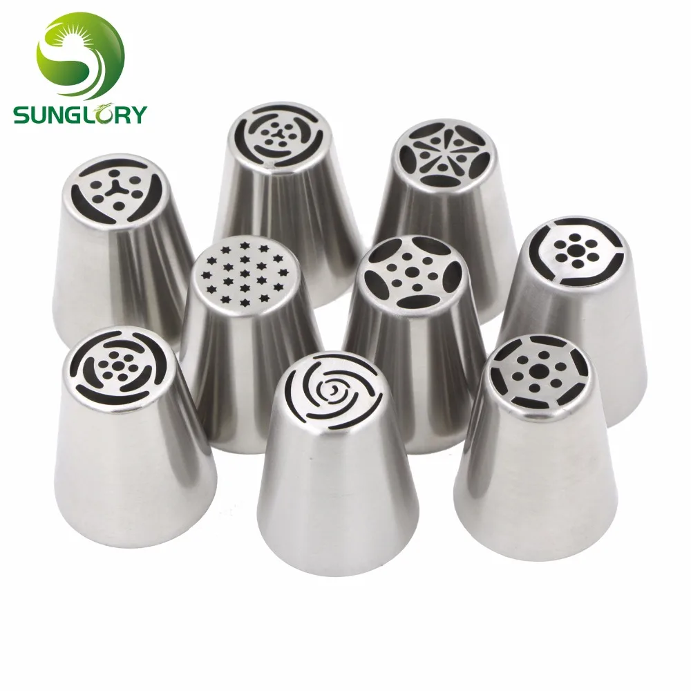 9 шт нержавеющая сталь русские глазурь трубы украшения торта инструменты