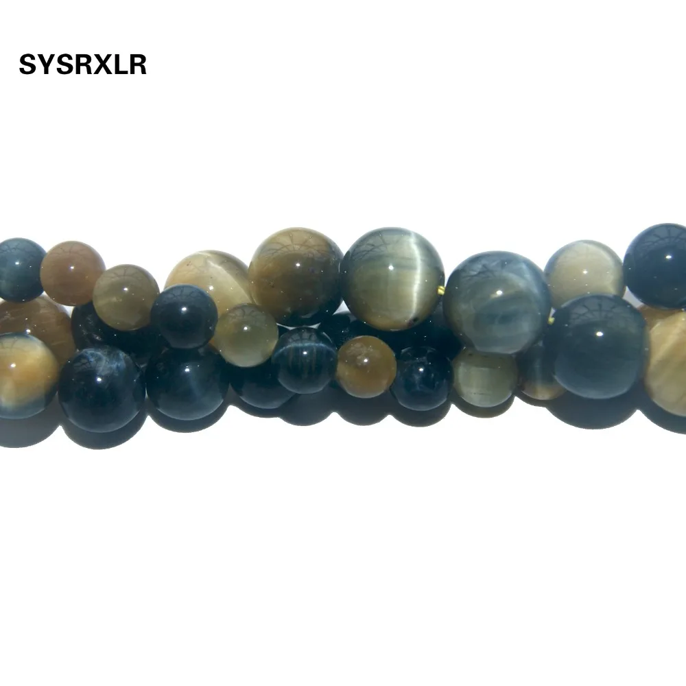 

Free Shipping Natural Stone Gold Blue Tiger Eye Round Loose Beads For Jewelry Making Charm DIY Bracelet Necklace 6/8/10 MM
