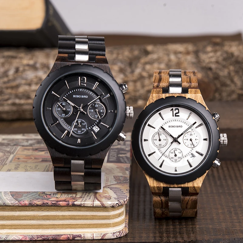 

BOBO BIRD Men's Watches Man Watch For Men Quartz Wristwatches Man Chronograph Male Auto Date Custom Gift reloj hombre Dropship