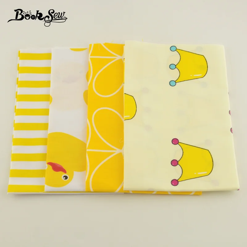 Booksew 100% хлопчатобумажная ткань желтого и белого цветов с различными узорами
