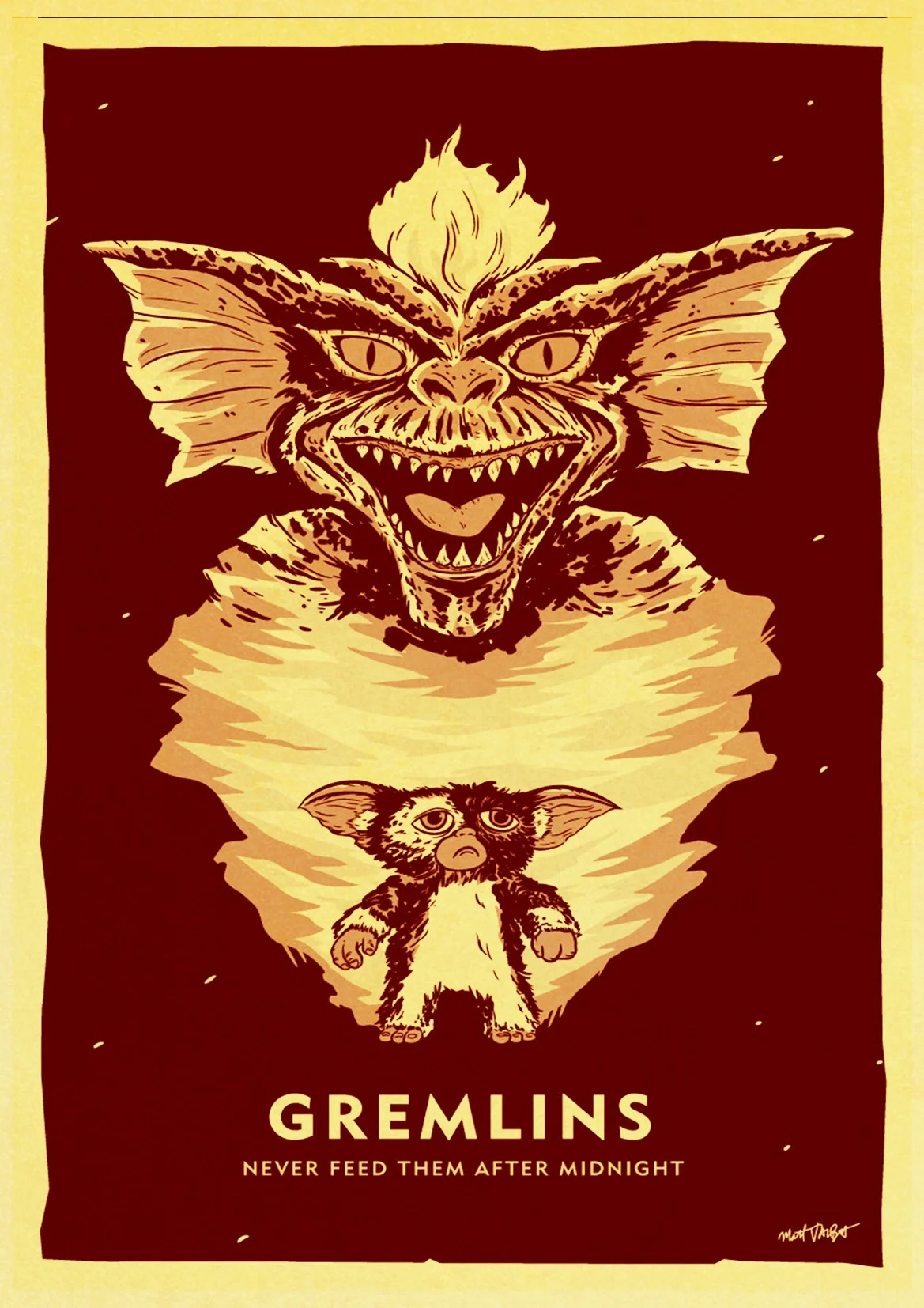 Классический фильм триллер Gremlins Ретро плакат хороший отпечатанный Домашний номер настенная декоративная живопись наклейка
